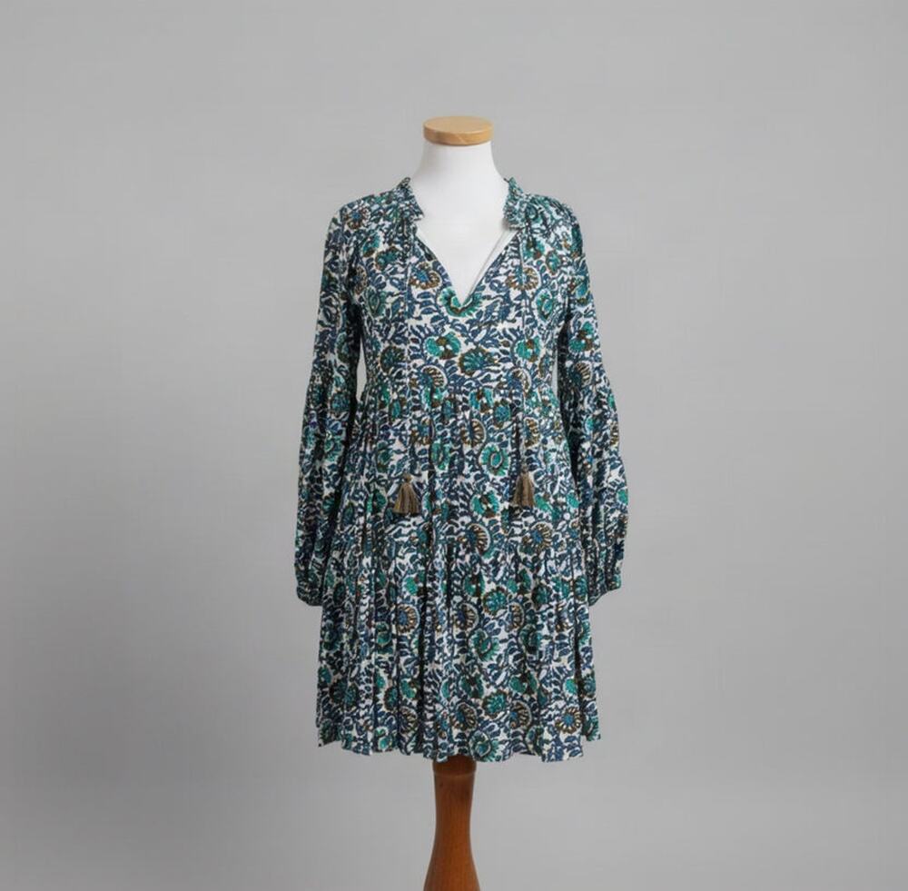 Oliphant blue floral Napa dress, size XS